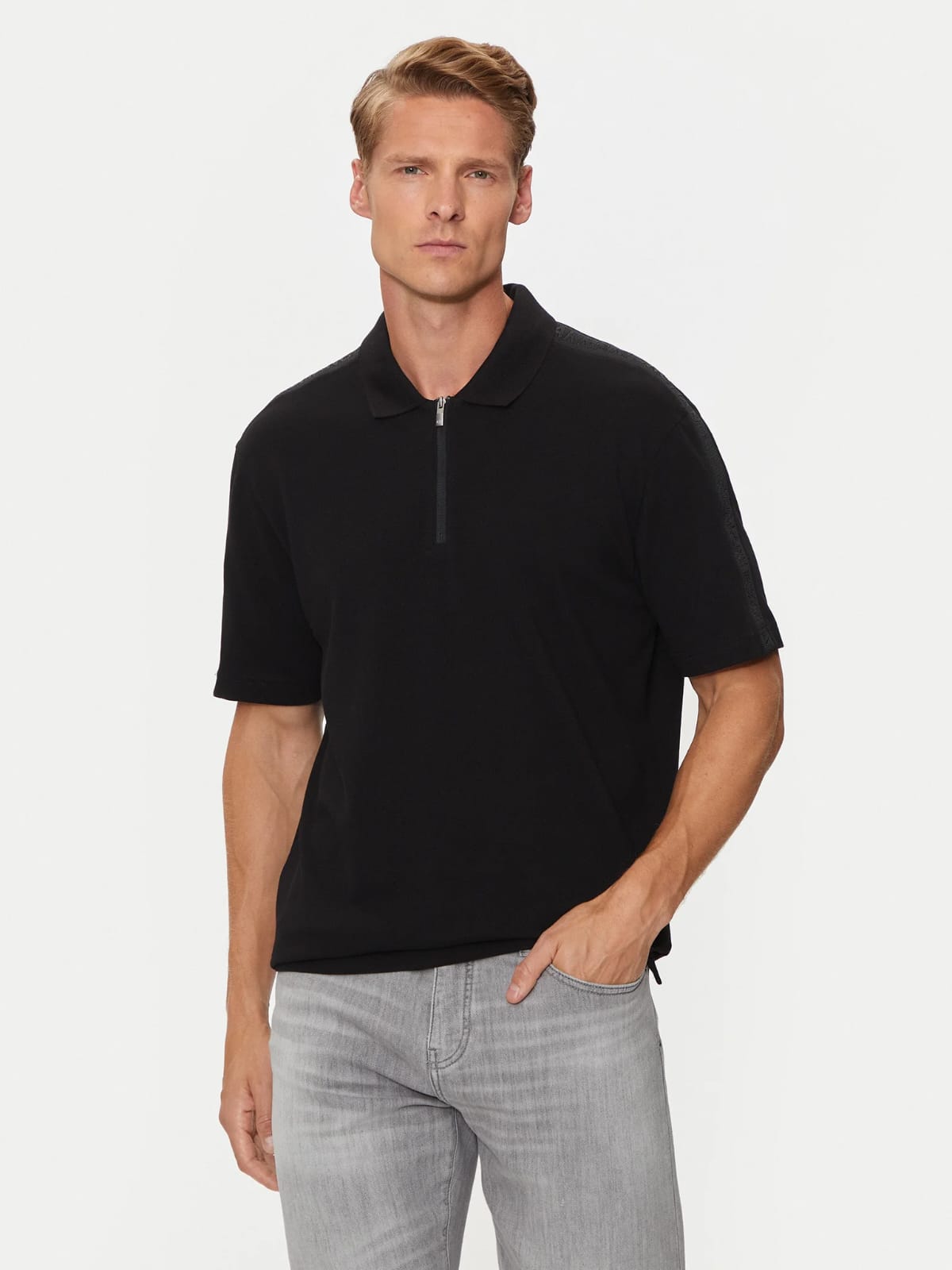 Armani Exchange Men's Regular Fit Black Polo shirt