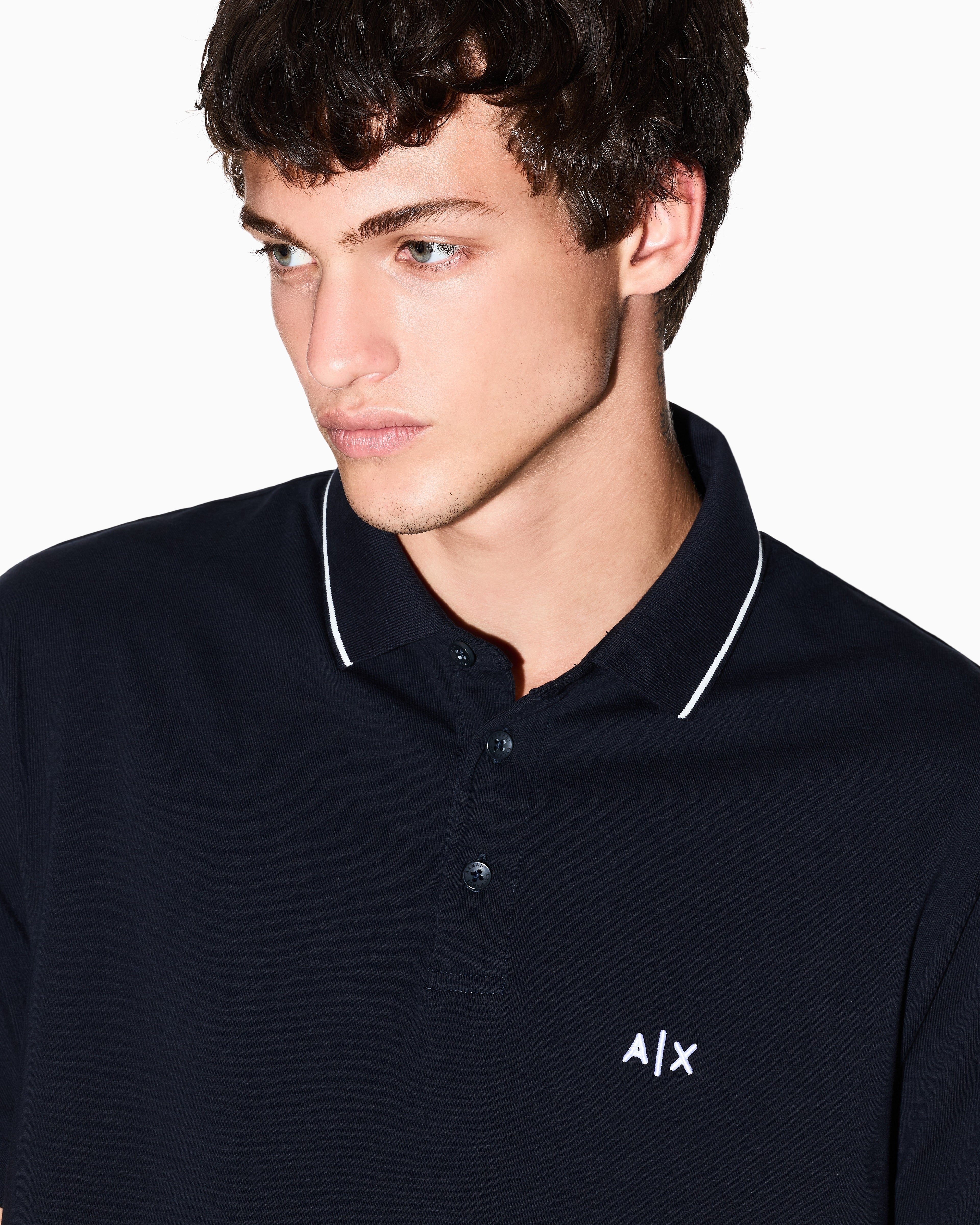 Armani Exchange Slim polo in stretch cotton with piping