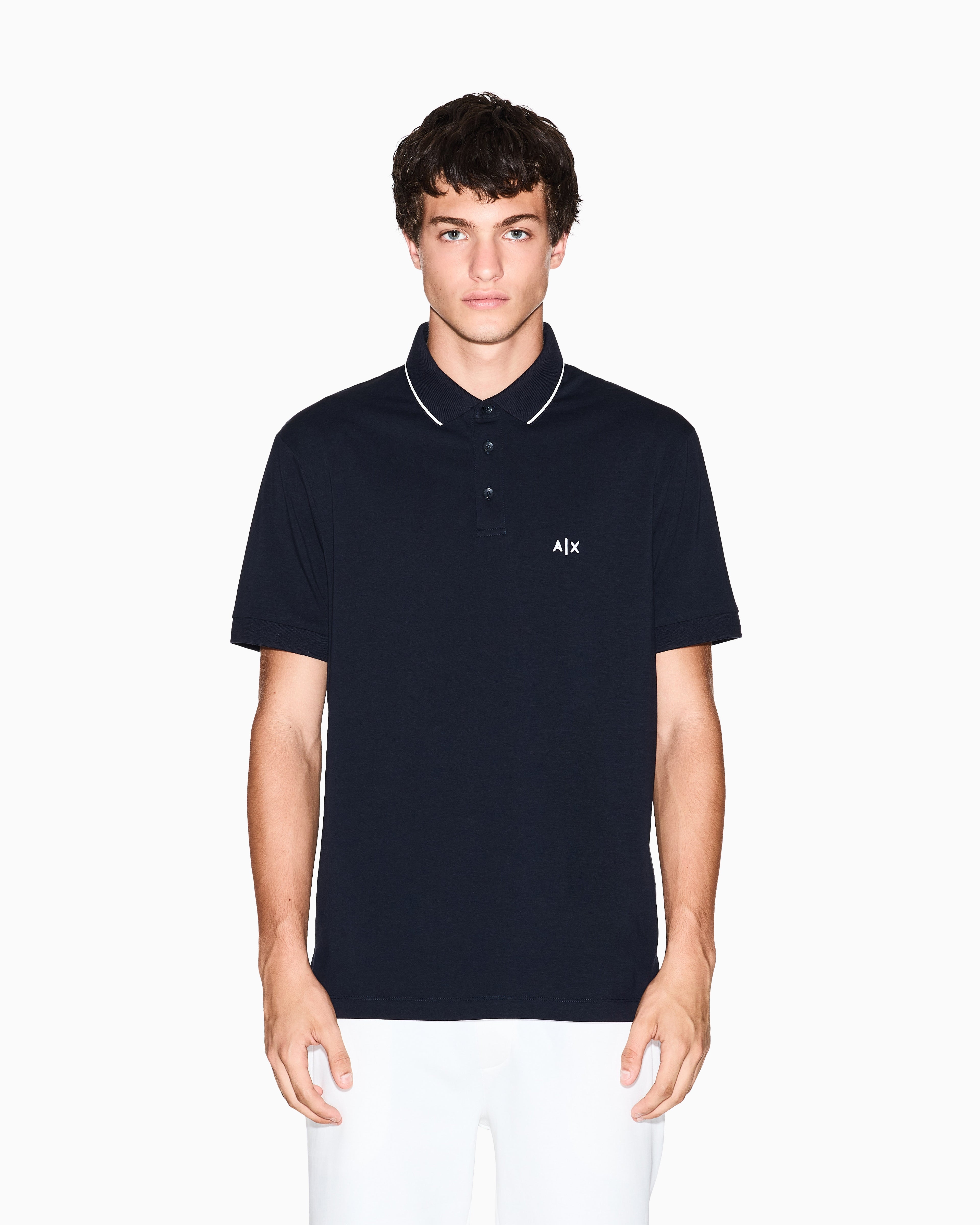 Armani Exchange Slim polo in stretch cotton with piping