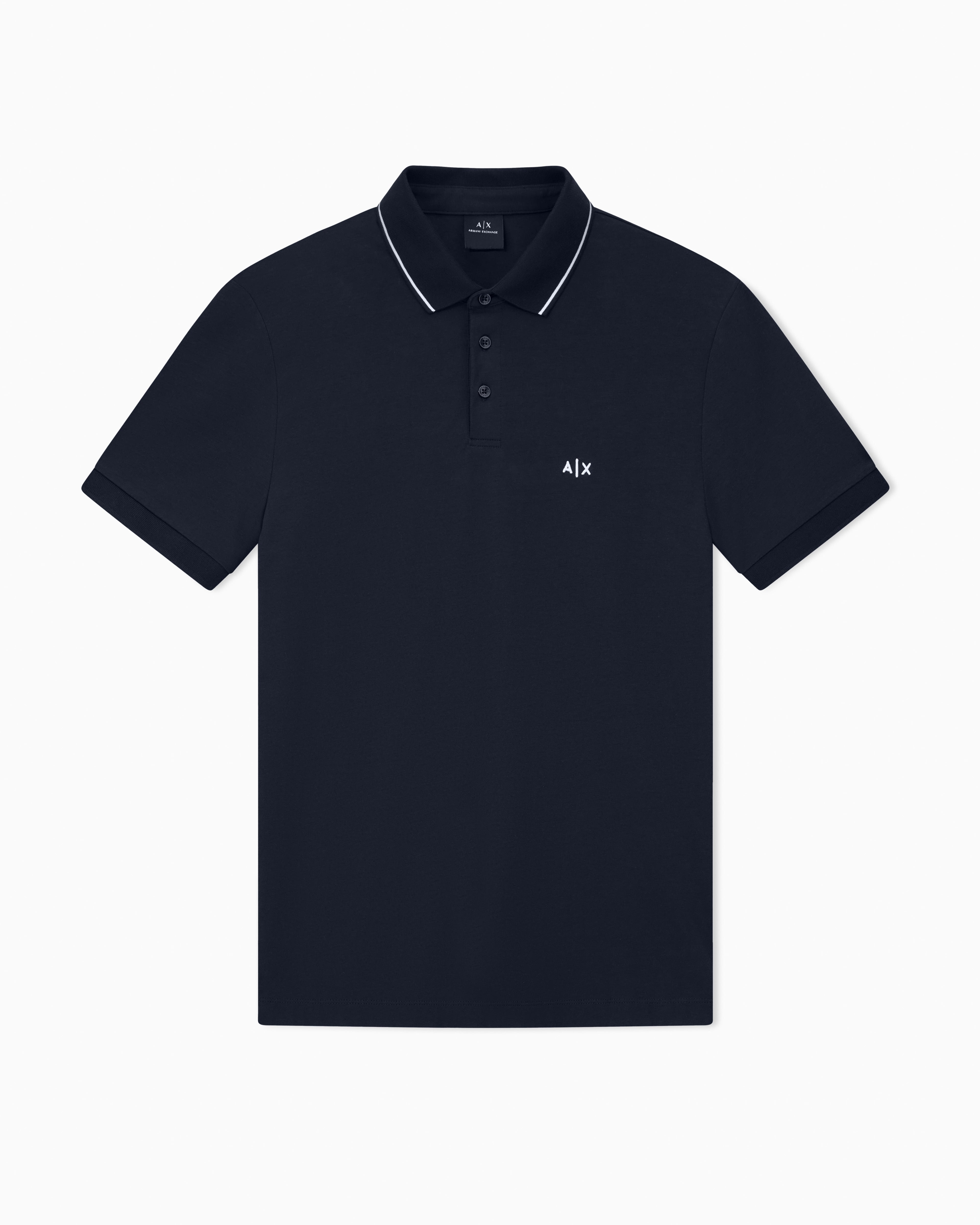 Armani Exchange Slim polo in stretch cotton with piping