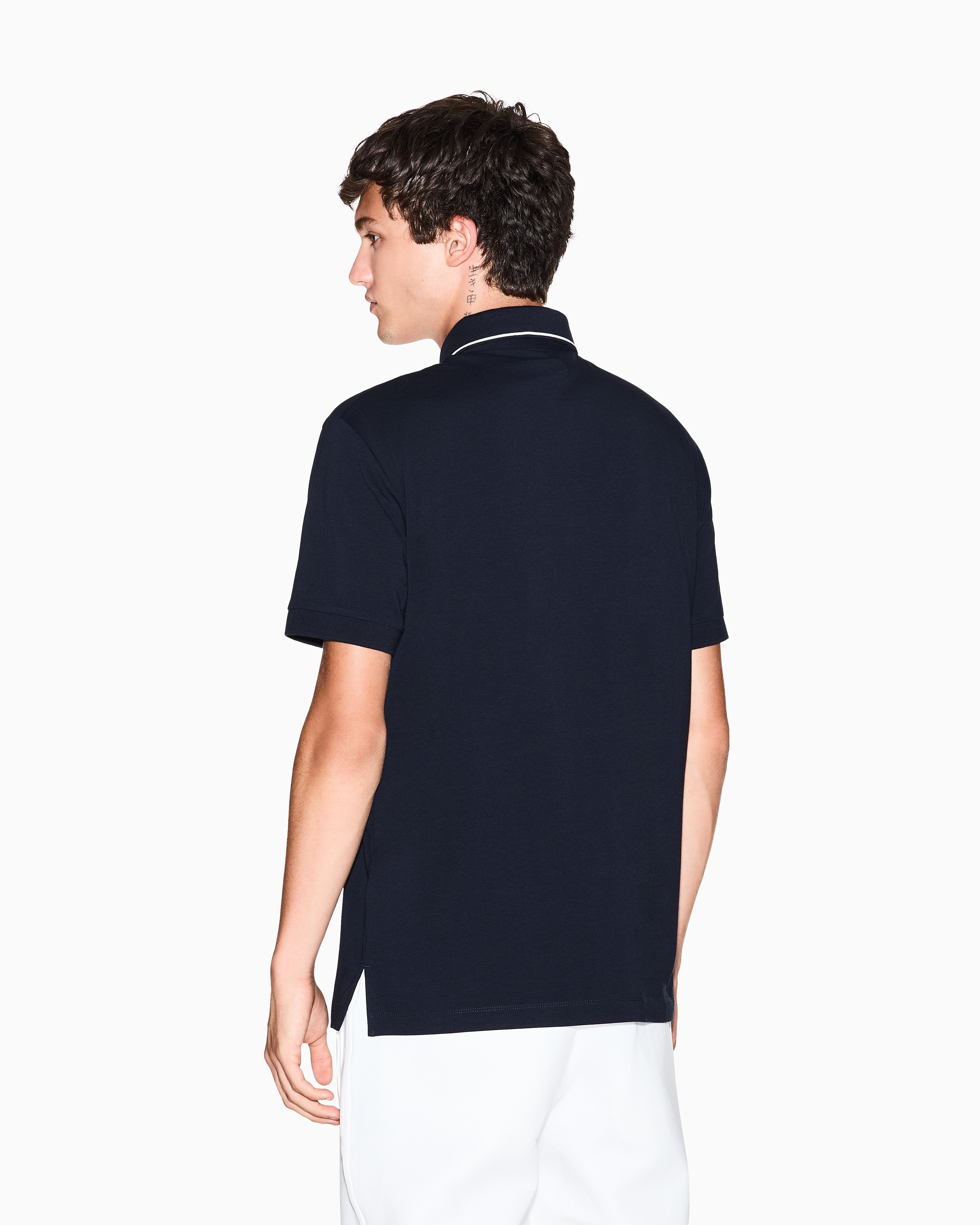 Armani Exchange Slim polo in stretch cotton with piping