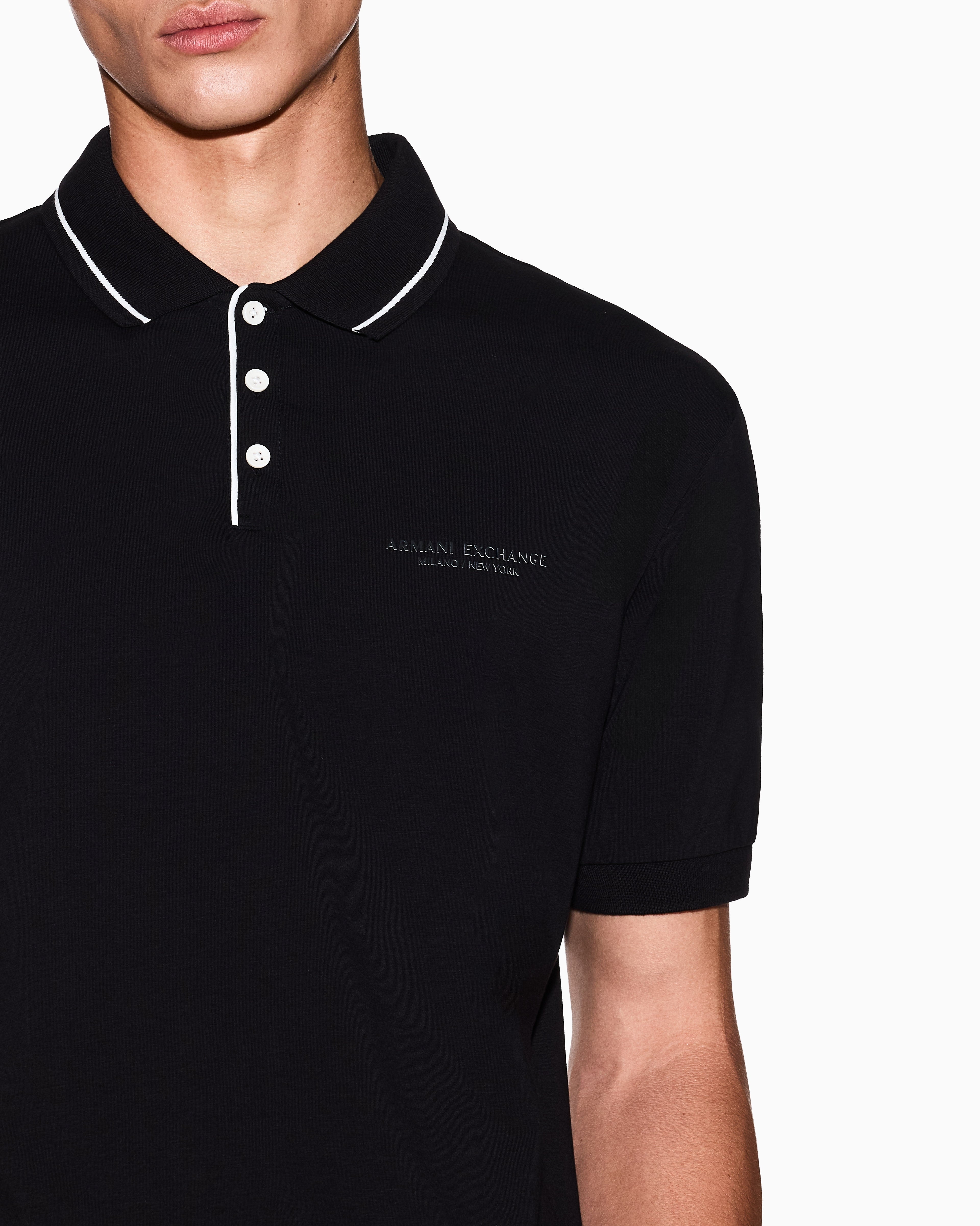 Armani Exchange Regular Fit Polo In Stretch Cotton Jersey