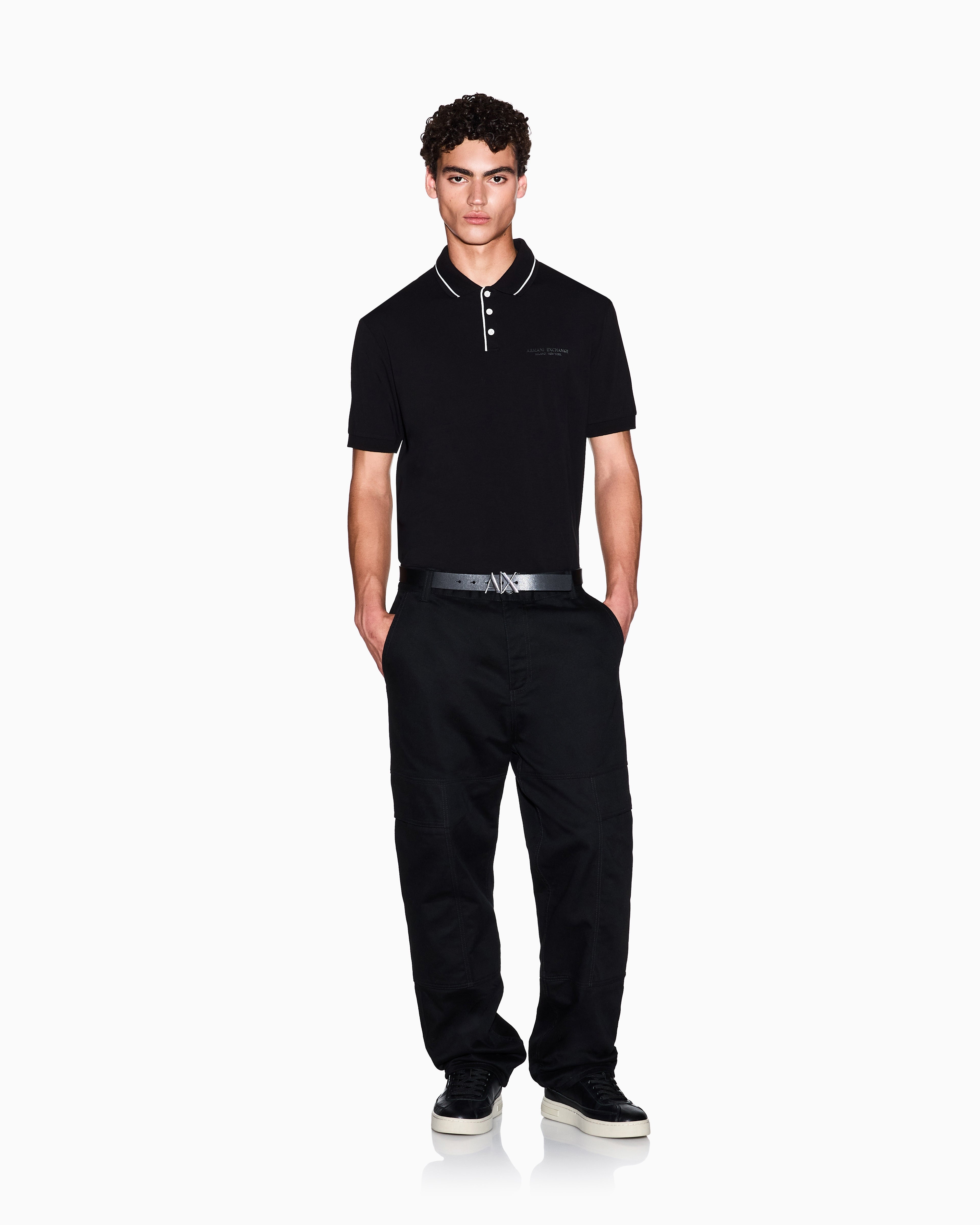 Armani Exchange Regular Fit Polo In Stretch Cotton Jersey