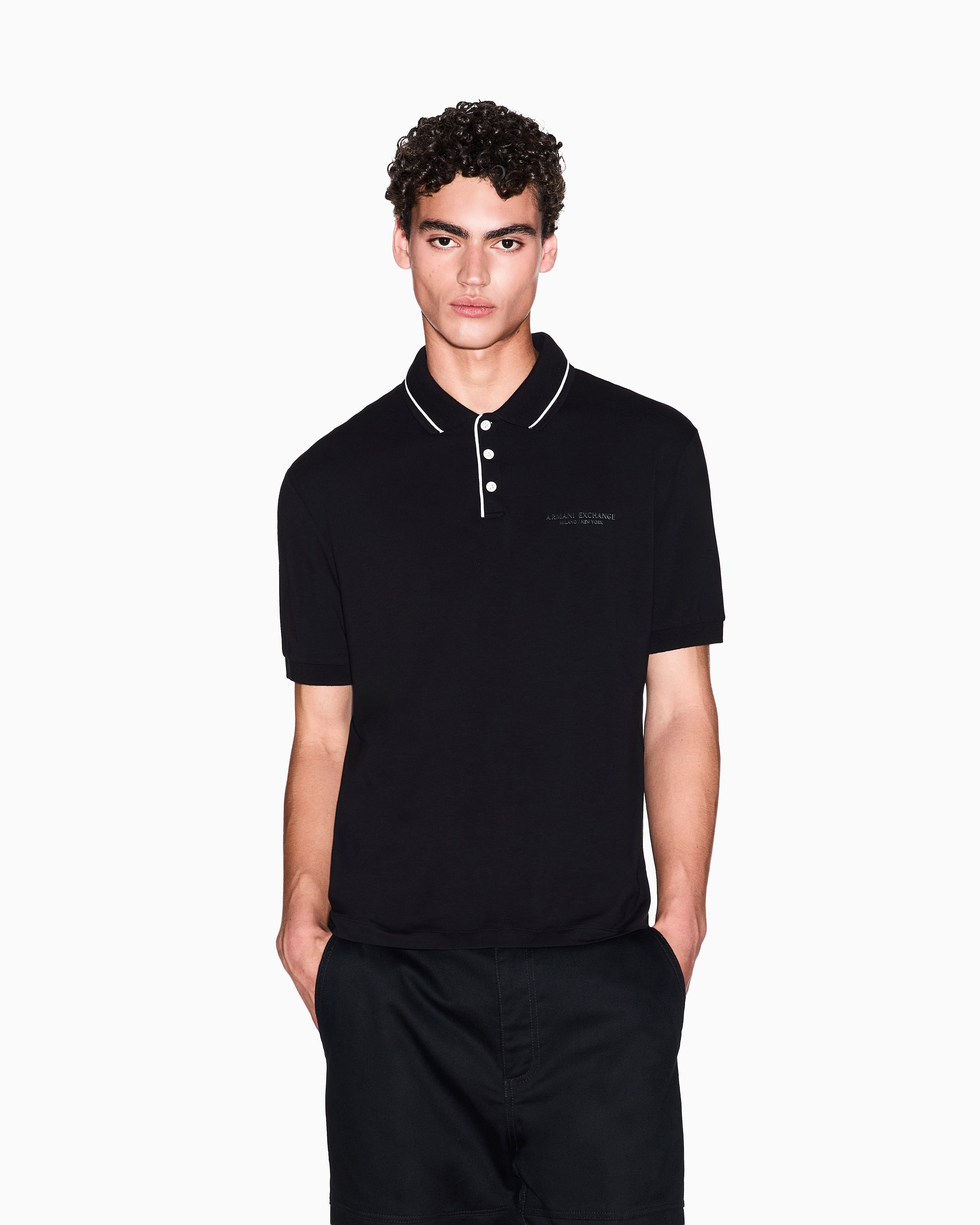 Armani Exchange Regular Fit Polo In Stretch Cotton Jersey