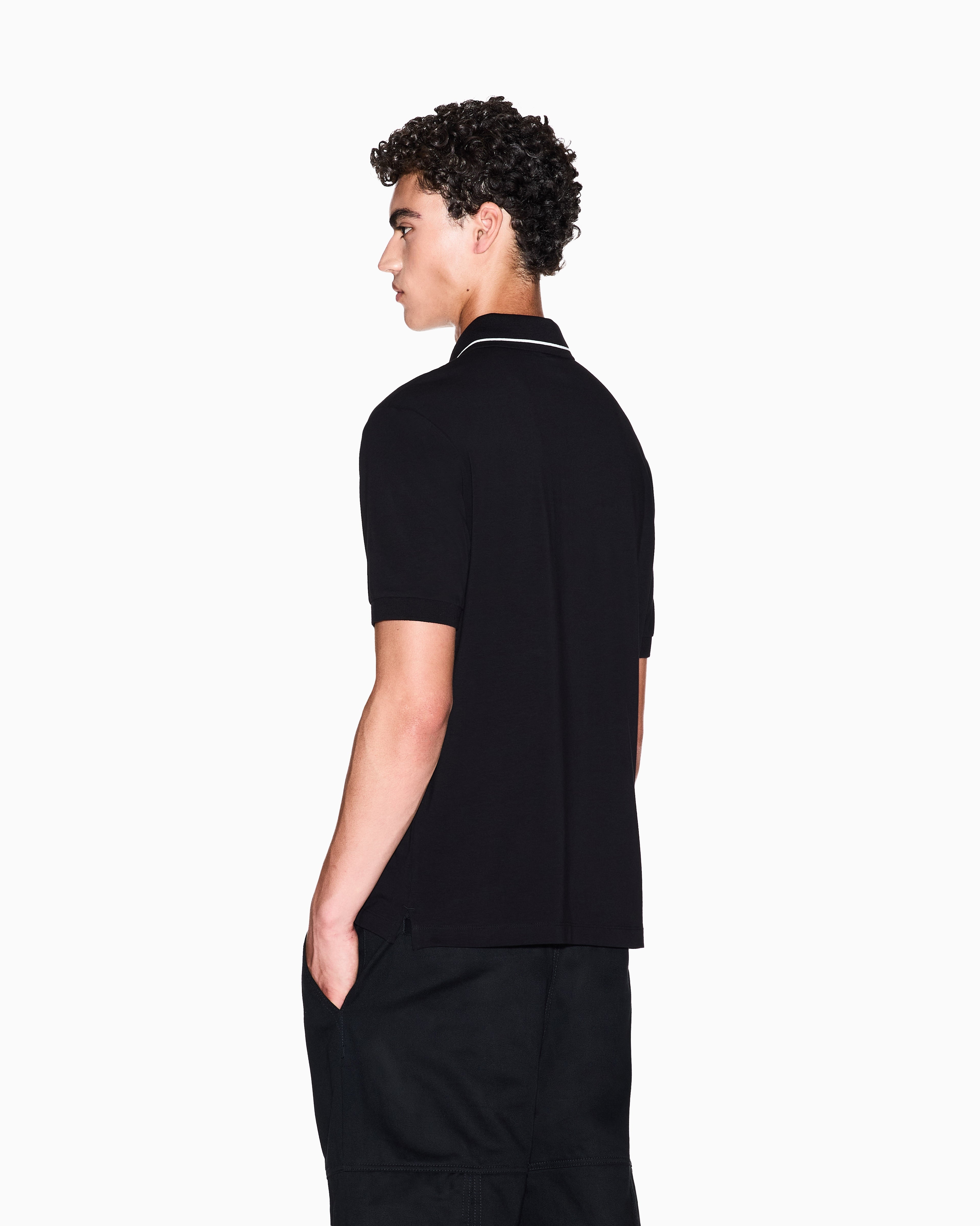 Armani Exchange Regular Fit Polo In Stretch Cotton Jersey