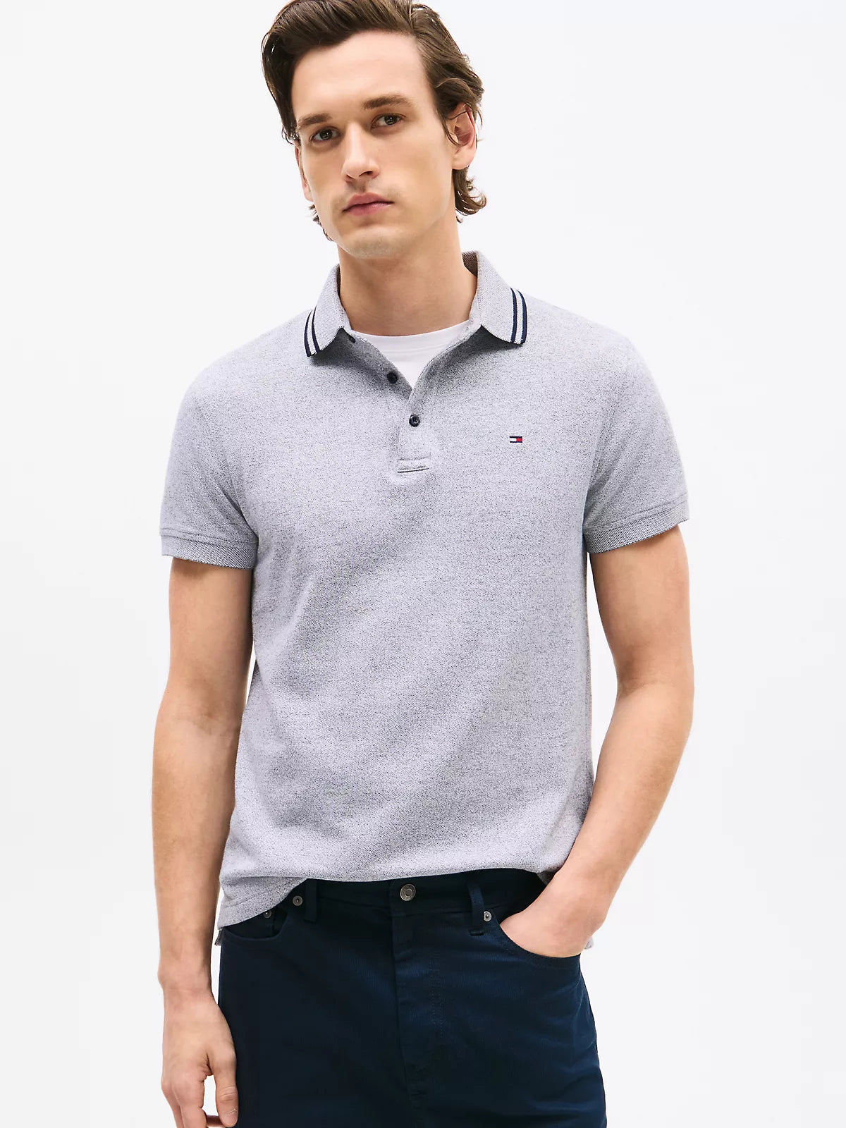 TOMMY HILFIGER Slim Fit Heathered Polo