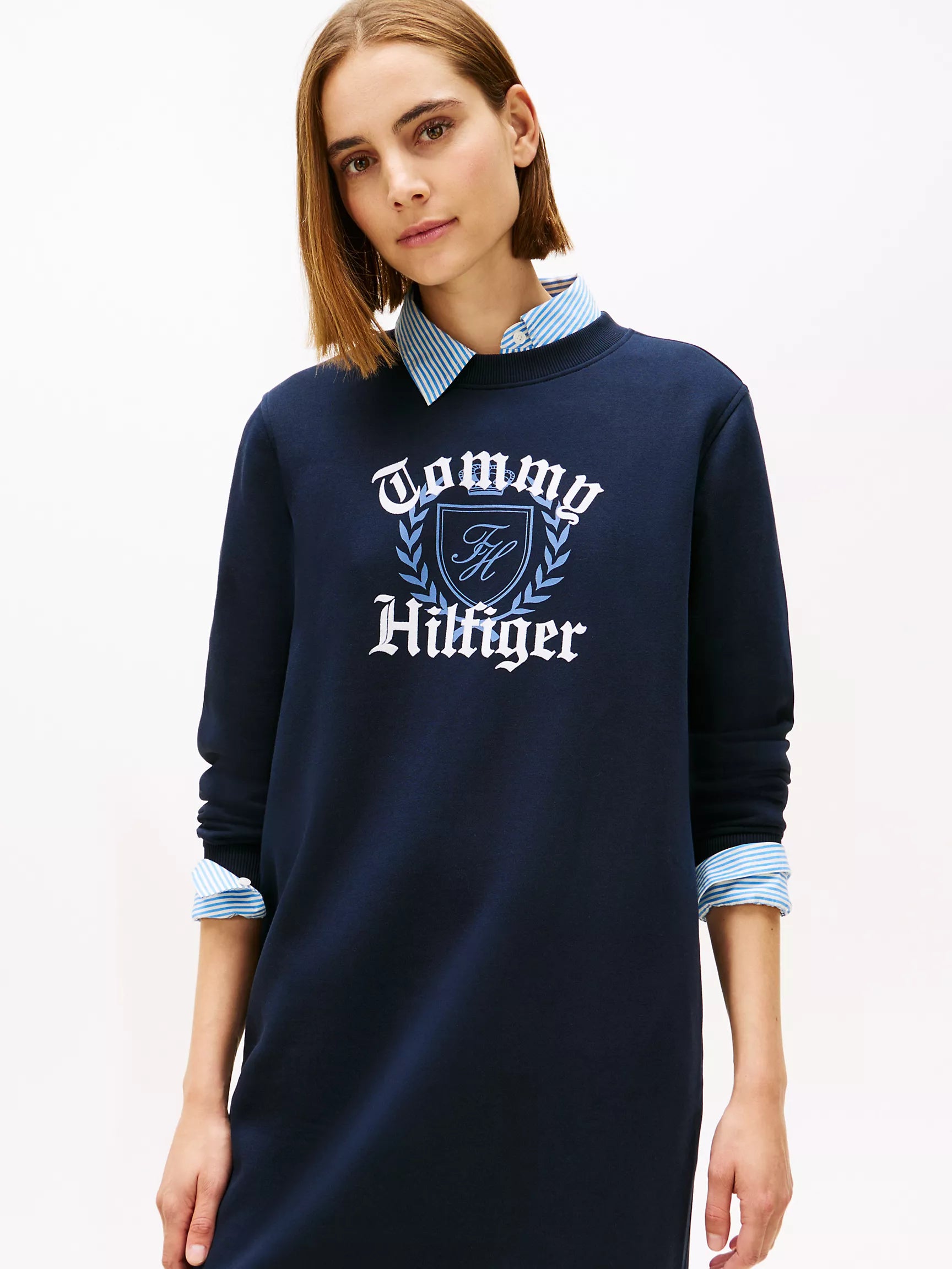 Tommy Hilfiger Varsity Crest Fleece Sweatshirt Dress