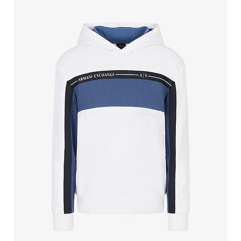 ARMANI EXCHANGE Mens Cotton Blend Logo Fleece Hoodie White