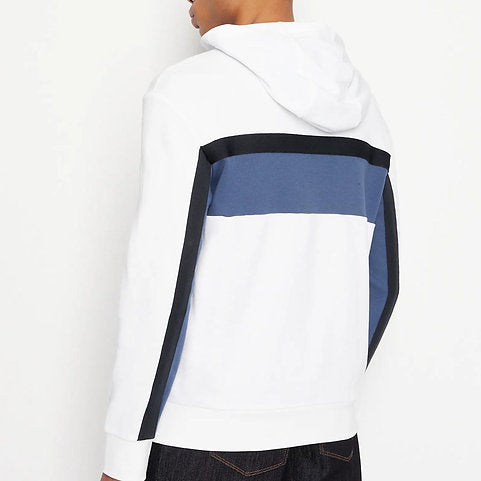 ARMANI EXCHANGE Mens Cotton Blend Logo Fleece Hoodie White