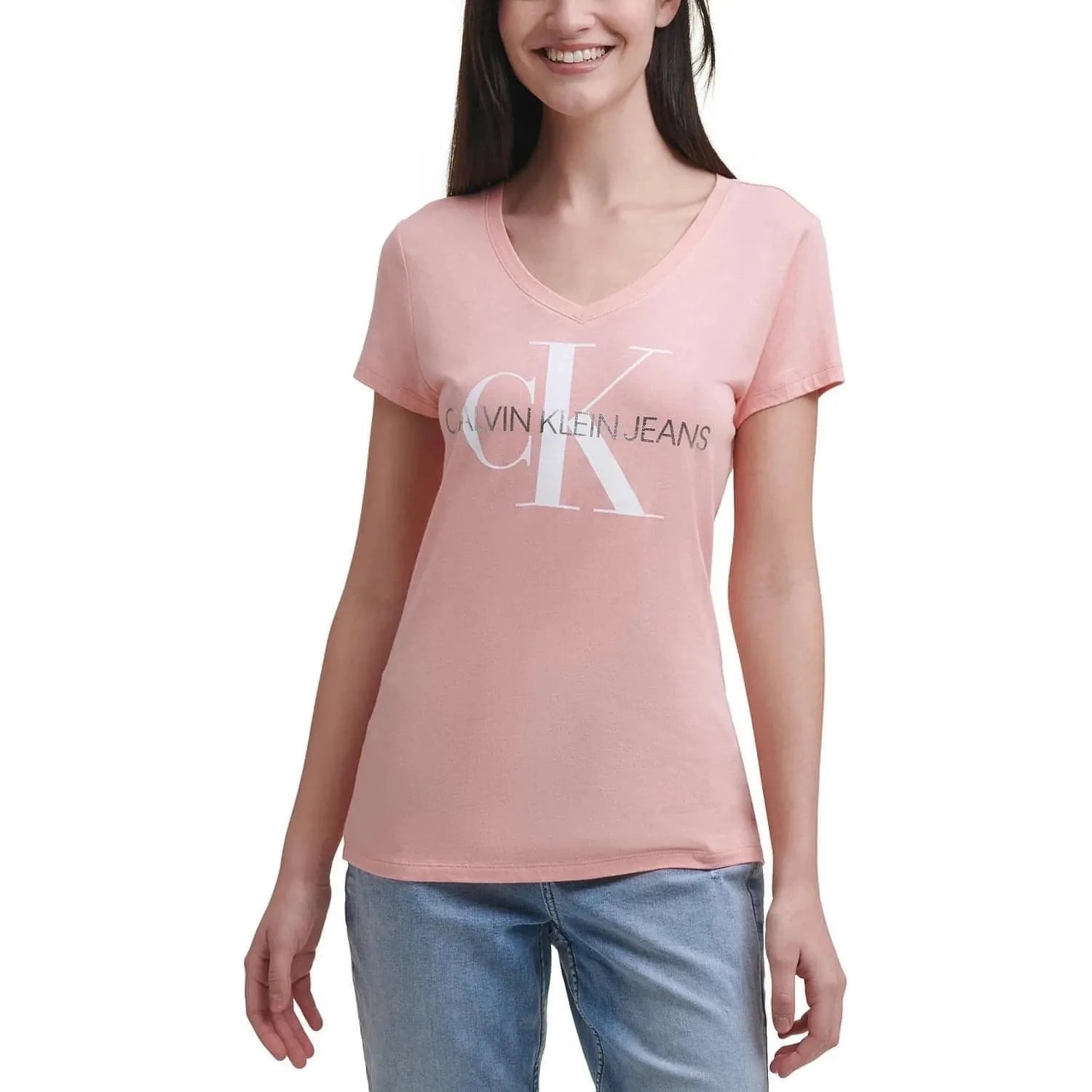 CALVIN KLEIN JEANS Women's V-Neck T-Shirt - HIPPO US Brands Calvin Klein