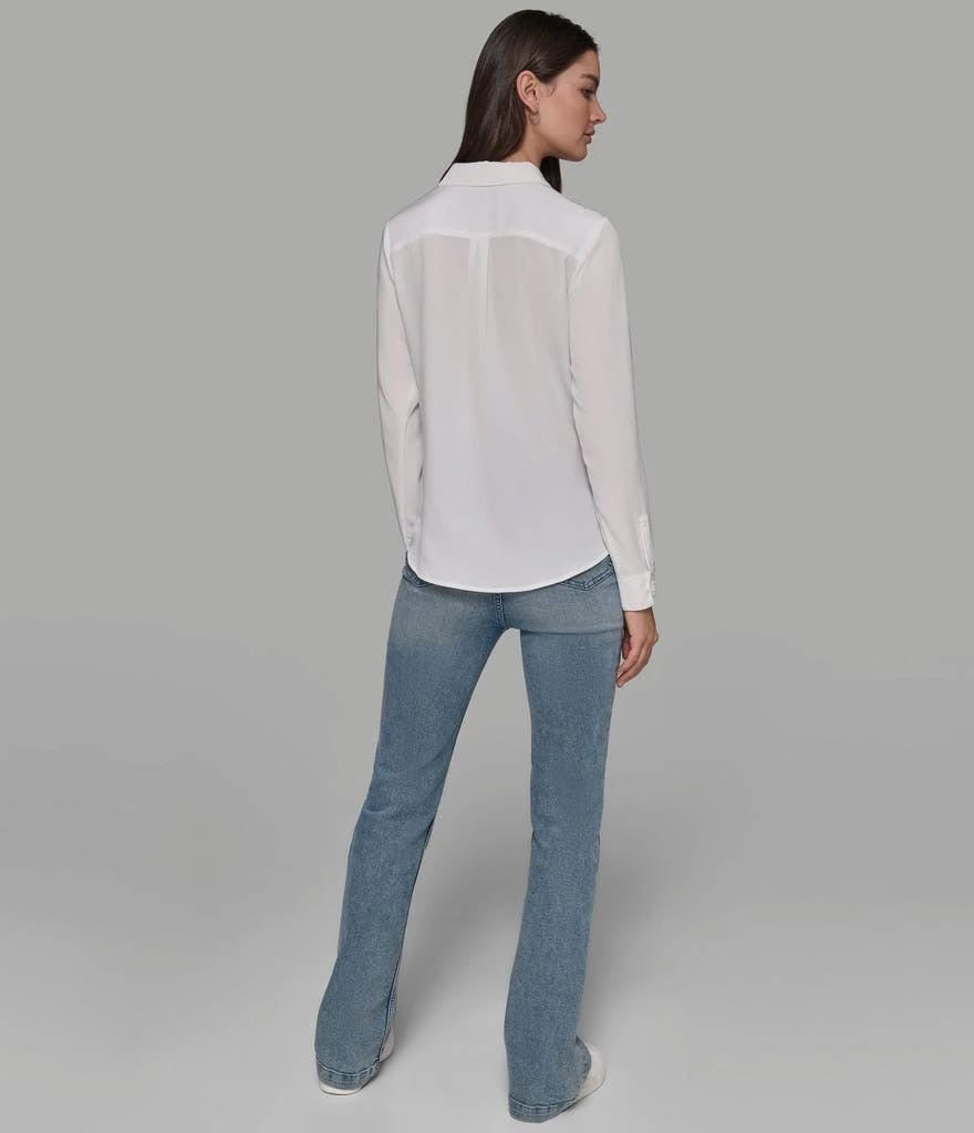 KARL LAGERFELD Women's Embellished Logo Button-front Top In Soft White