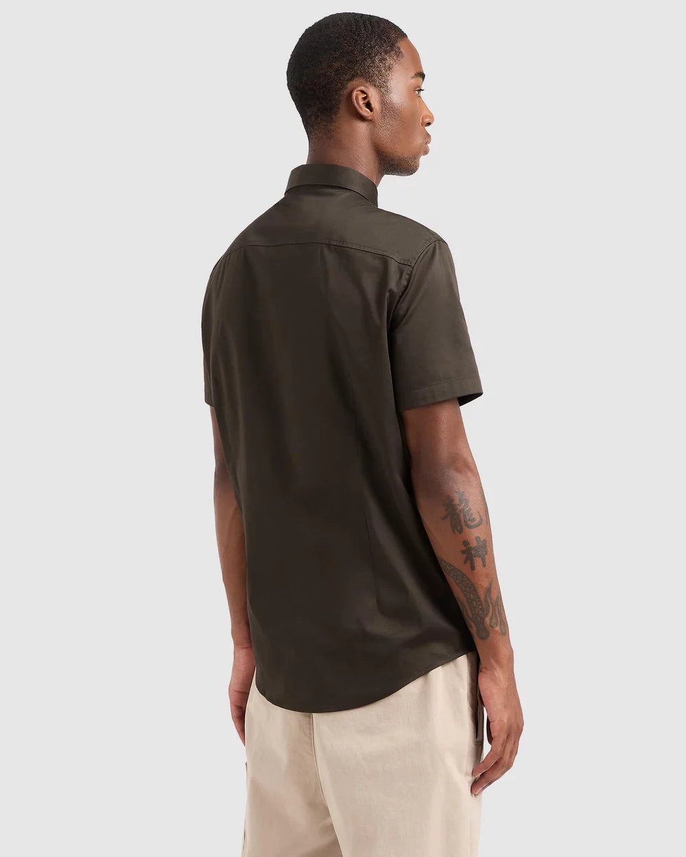 ARMANI EXCHANGE Slim-fit shirt with short sleeves in stretch satin