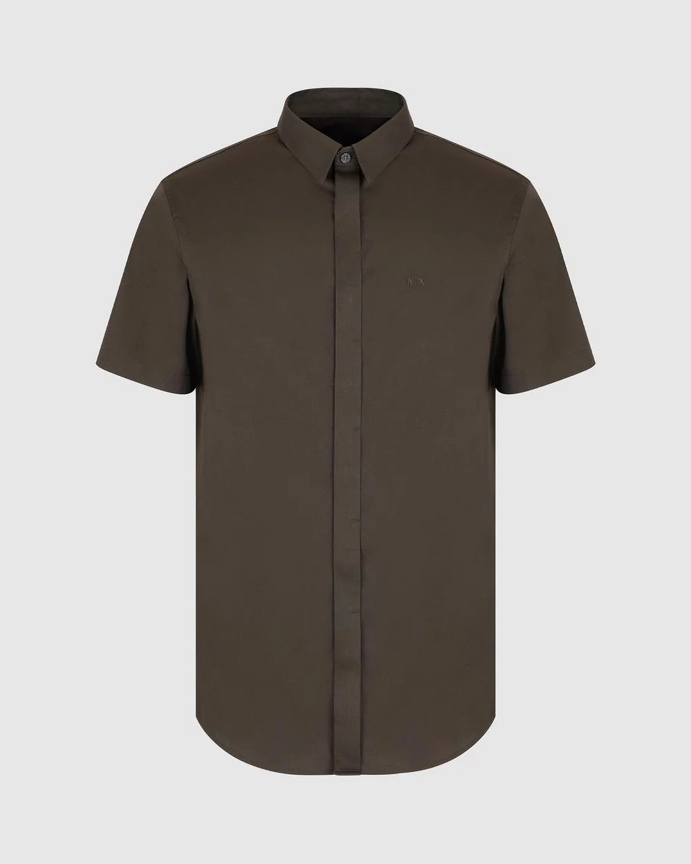 ARMANI EXCHANGE Slim-fit shirt with short sleeves in stretch satin