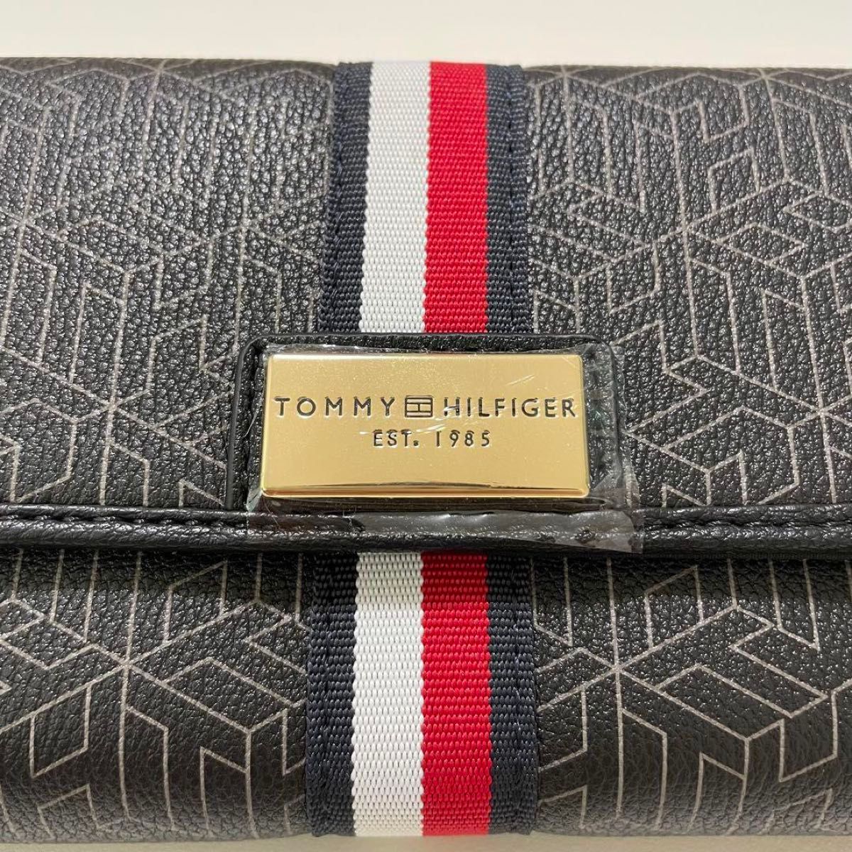 TOMMY HILFIGER long wallet, card case, all-over logo print, black