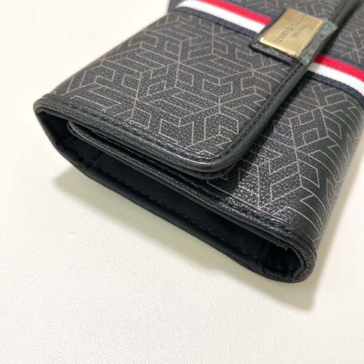 TOMMY HILFIGER long wallet, card case, all-over logo print, black