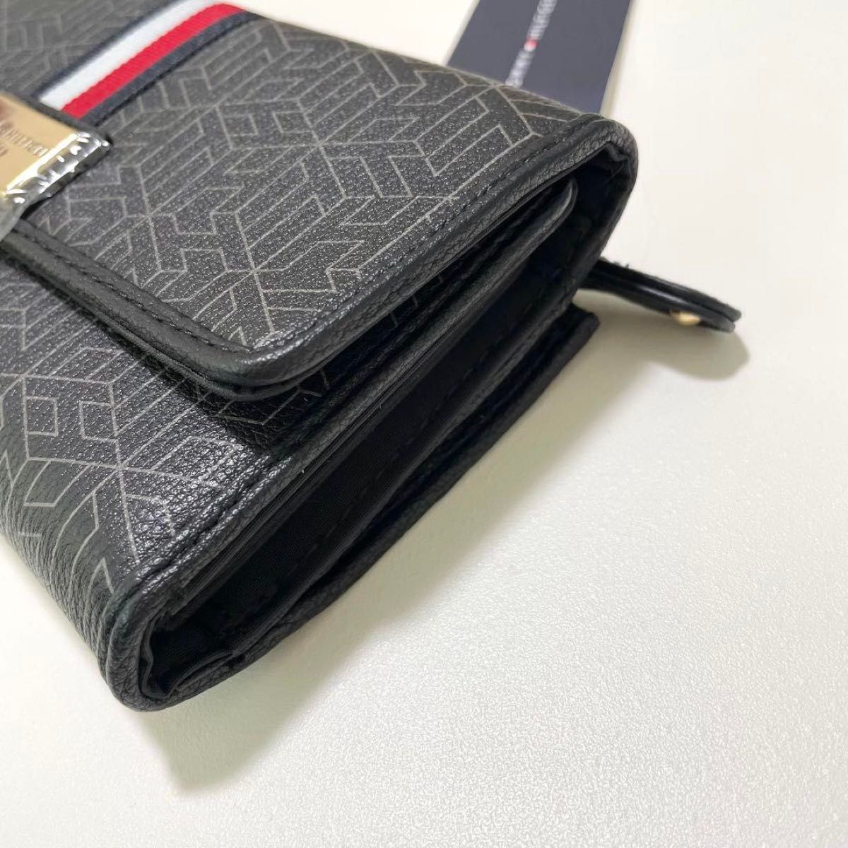 TOMMY HILFIGER long wallet, card case, all-over logo print, black