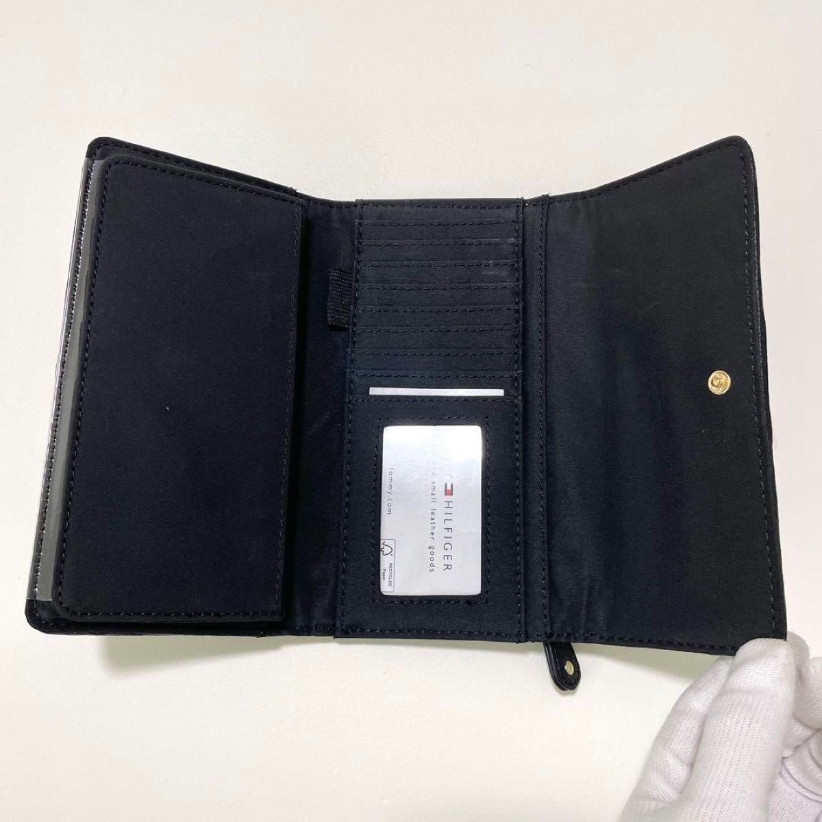 TOMMY HILFIGER long wallet, card case, all-over logo print, black