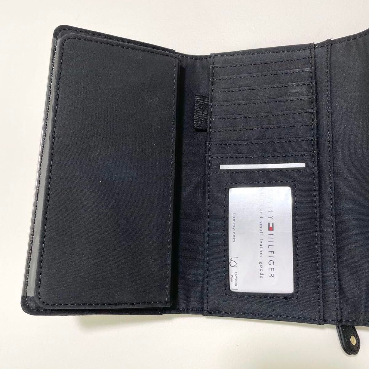TOMMY HILFIGER long wallet, card case, all-over logo print, black