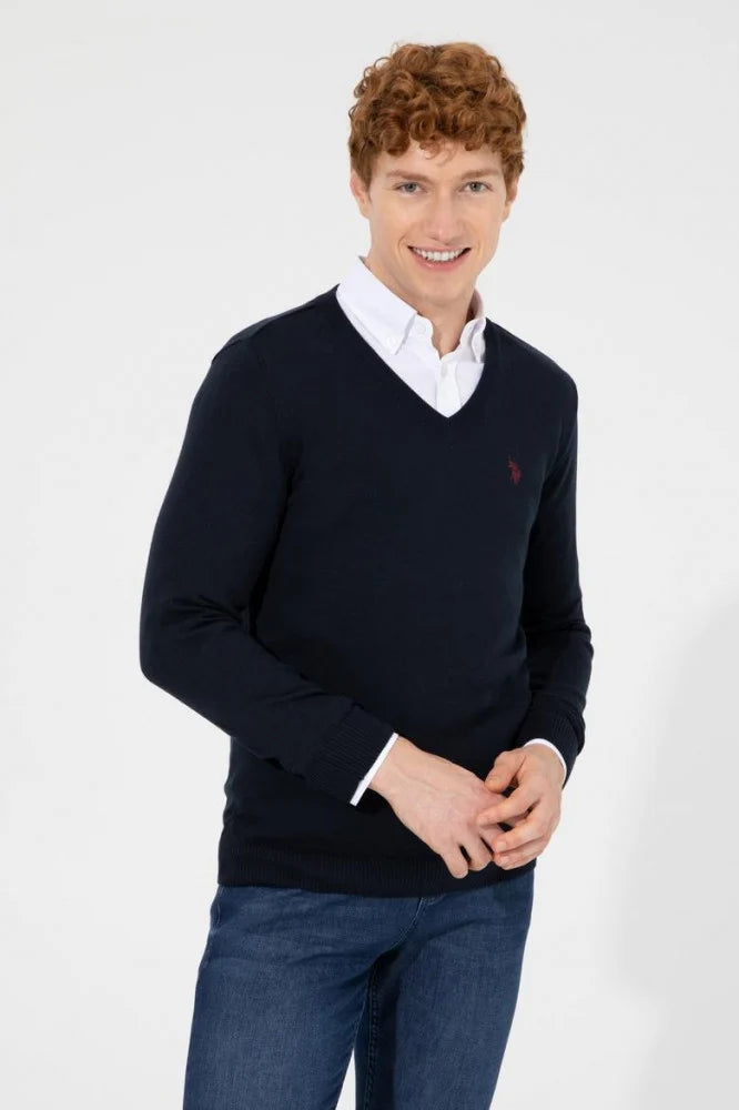 U.S. POLO ASSN. Men's V-Neck Ultrasoft Trim Fit Acrylic Sweater - Casual Lightweight Under or Over Layer
