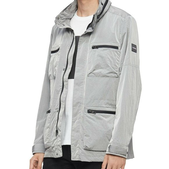 CALVIN KLEIN Mens Gray Field Jacket with Zip-Out H