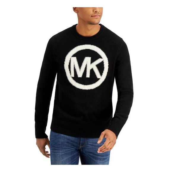 MICHAEL KORS Mens Black Long Sleeve Crew Neck Classic Fit Pullover Sweater
