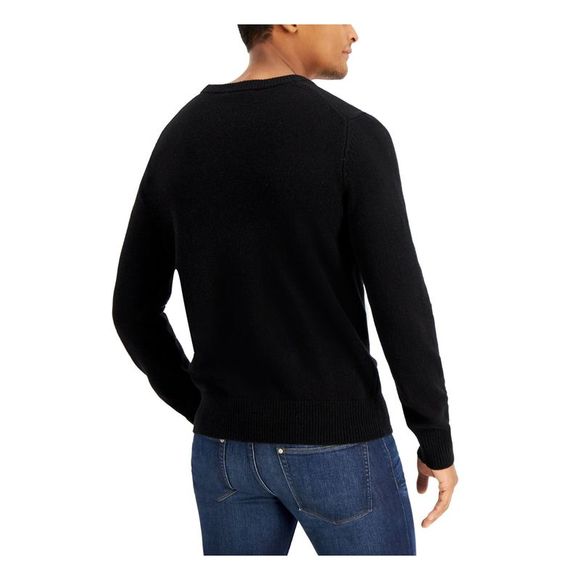 MICHAEL KORS Mens Black Long Sleeve Crew Neck Classic Fit Pullover Sweater