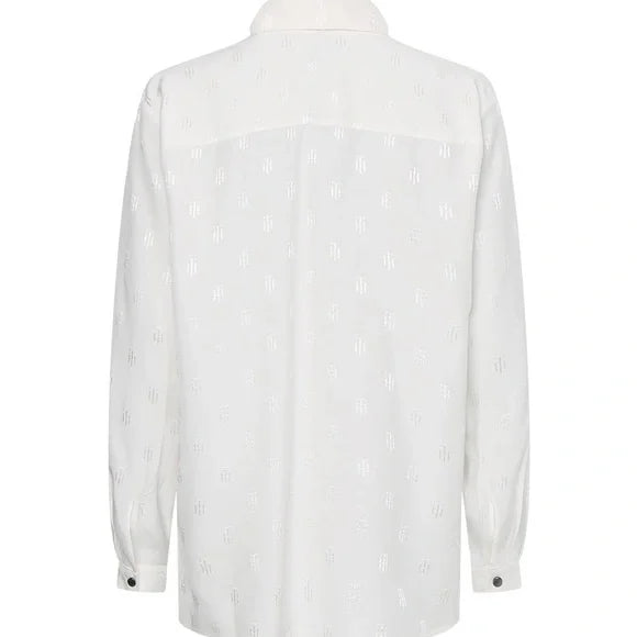TOMMY VISCOSE TIE-NECK MONOGRAM REGULAR FIT BLOUSE