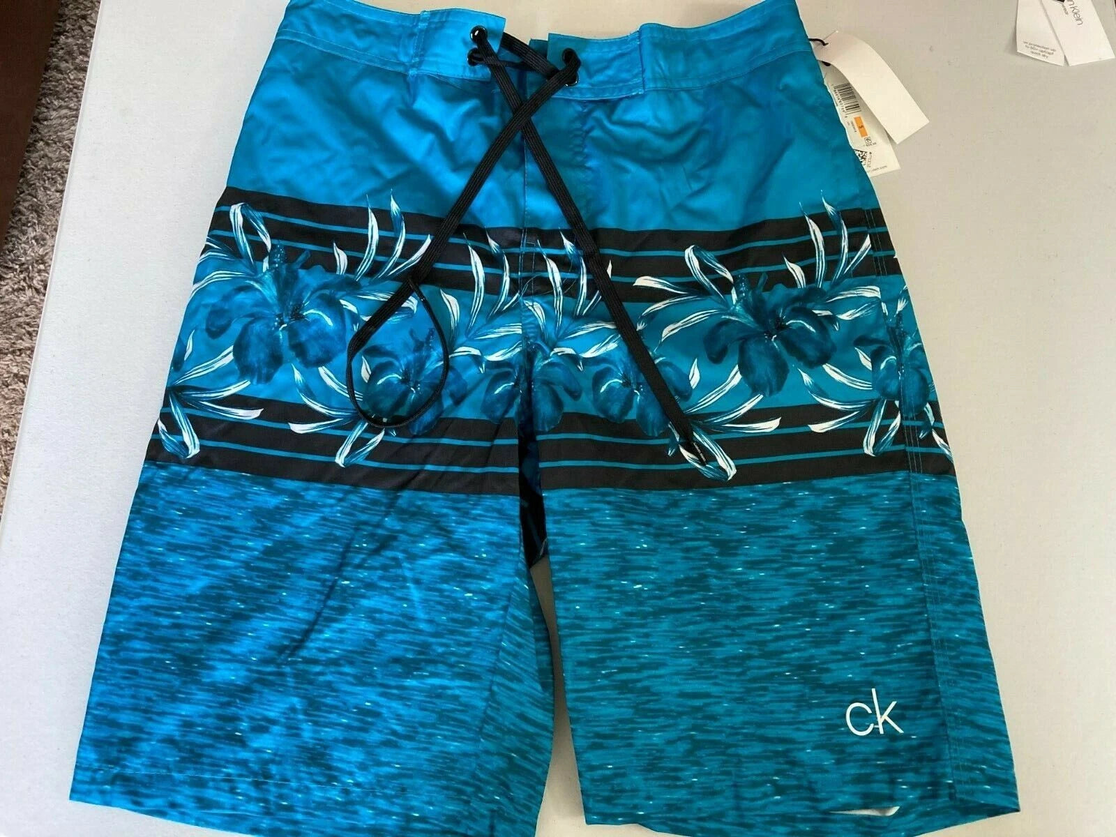 CALVIN KLEIN Men.s Swimwear Blue Printed Shorts