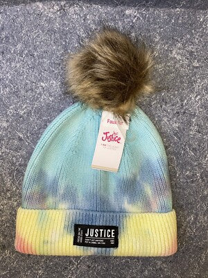 JUSTICE FOR GIRLS PASTEL BEANIE HAT & gloves set