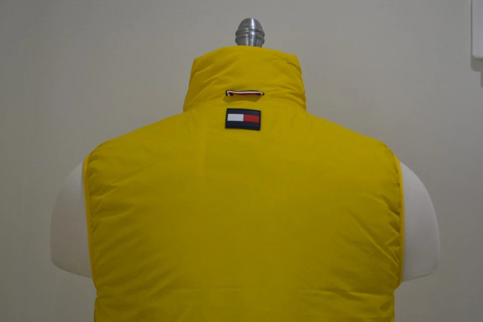 TOMMY HILFIGER Men's Yellow Sleeveless Vest with Signature Front Zipper