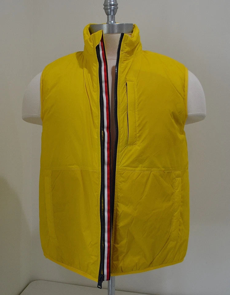 TOMMY HILFIGER Men's Yellow Sleeveless Vest with Signature Front Zipper