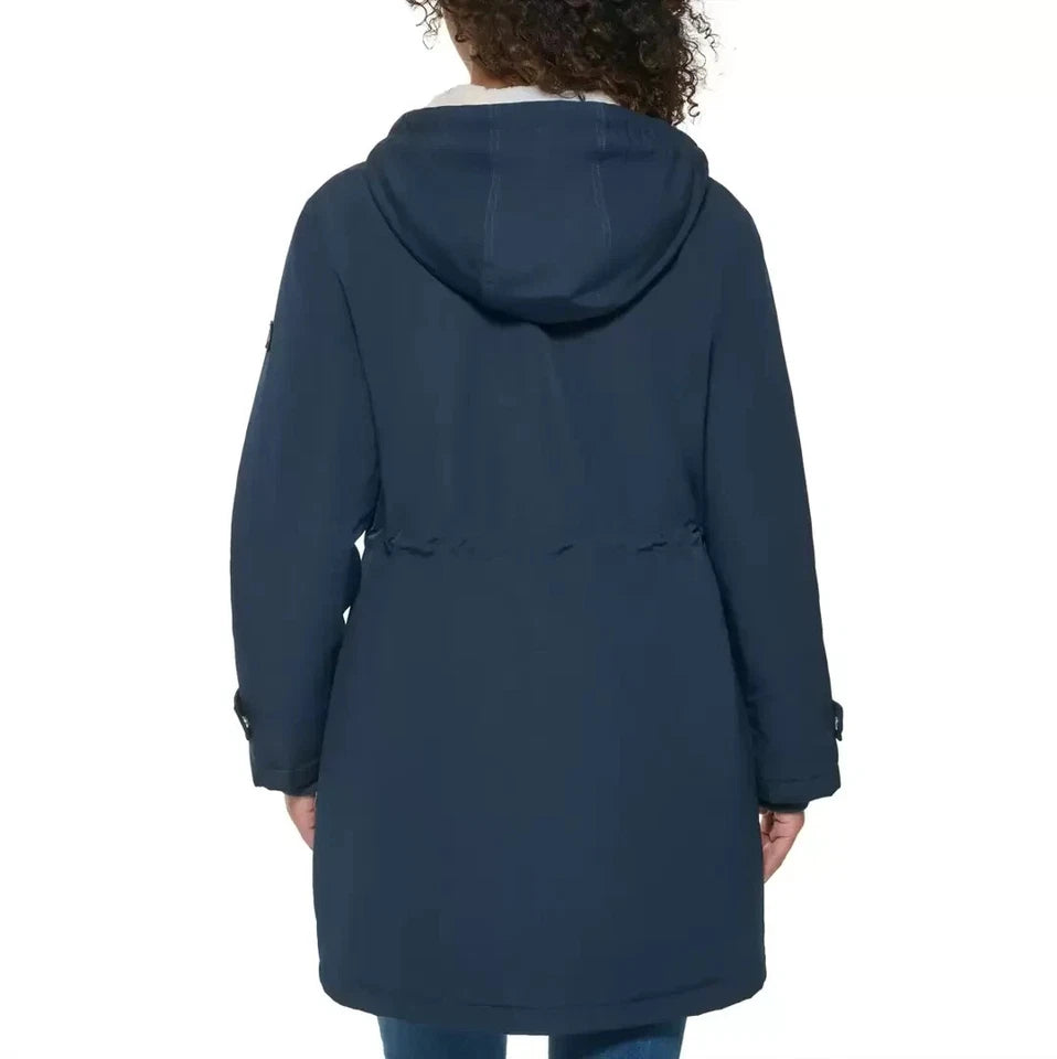 TOMMY HILFIGER Women's Sherpa Lined Hood Parka Jacket (US, Alpha, Medium, Regular, Regular, Juniper