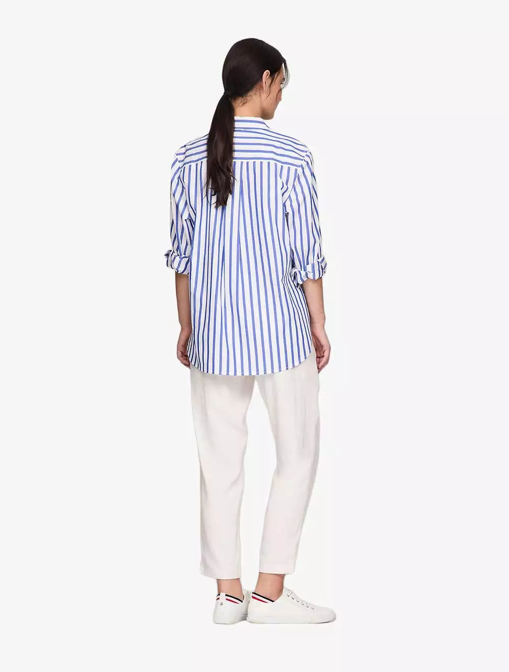 TOMMY HILFIGER - Oversized Stripe Poplin Shirt - Blue - Blue