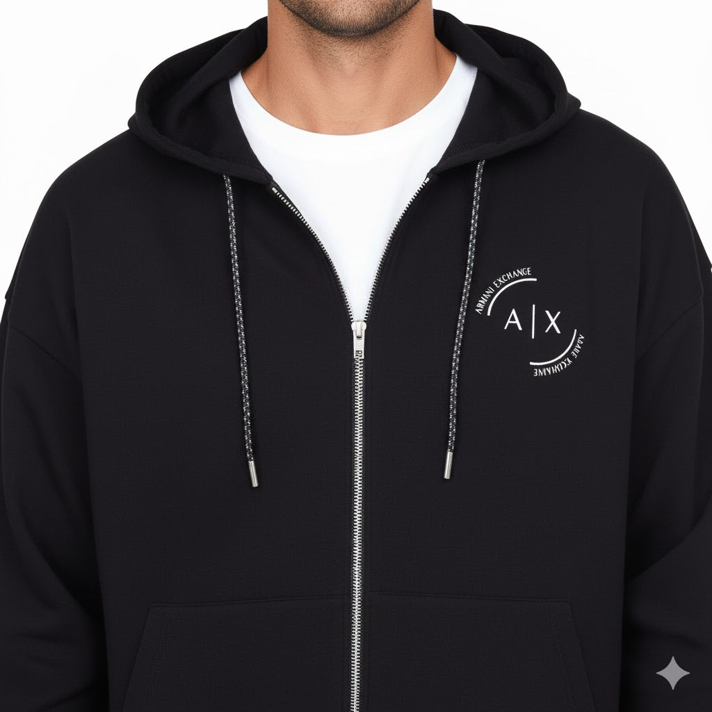 ARMANI EXCHANGE Men's Full-Zip Hoodie with Round Logo