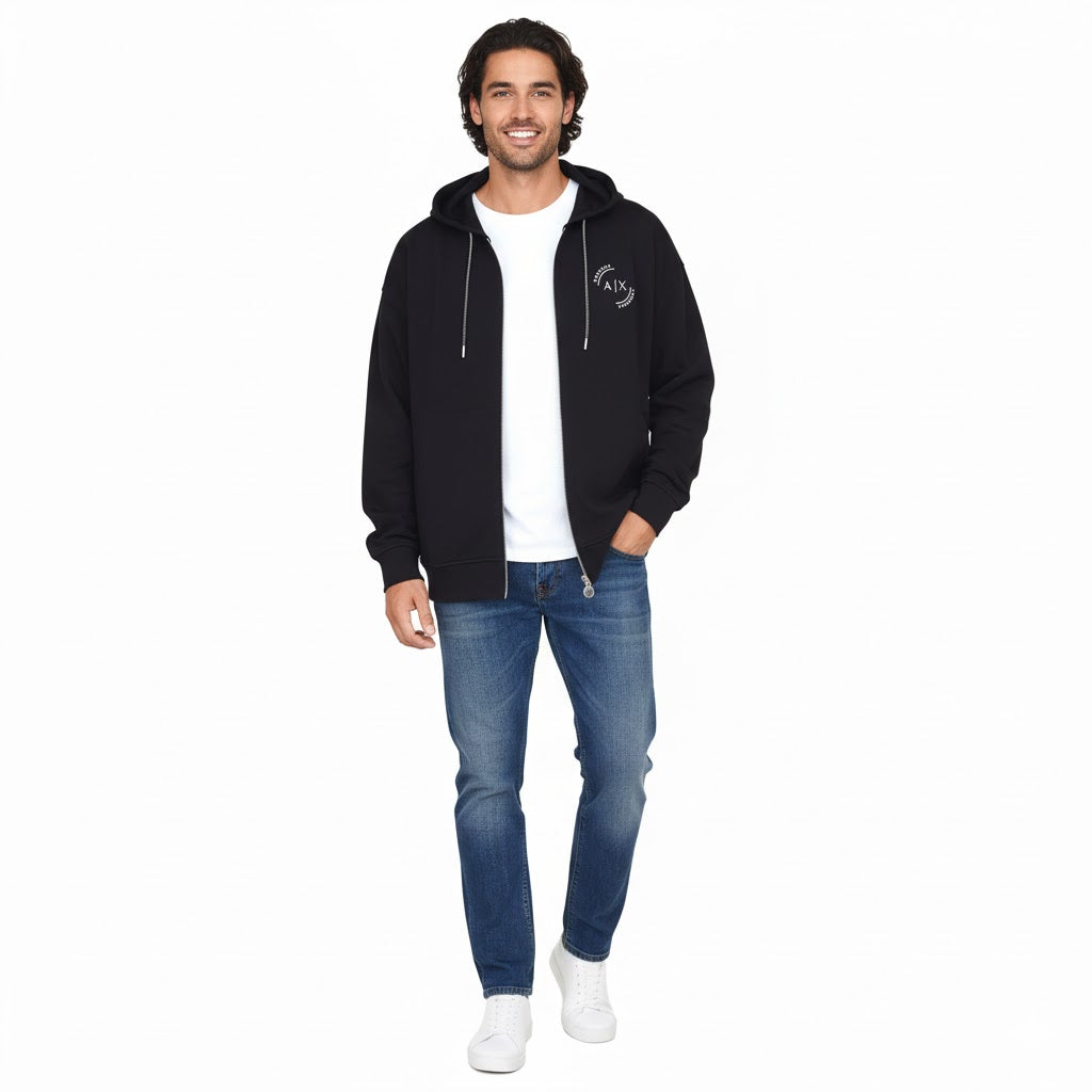 ARMANI EXCHANGE Men's Full-Zip Hoodie with Round Logo