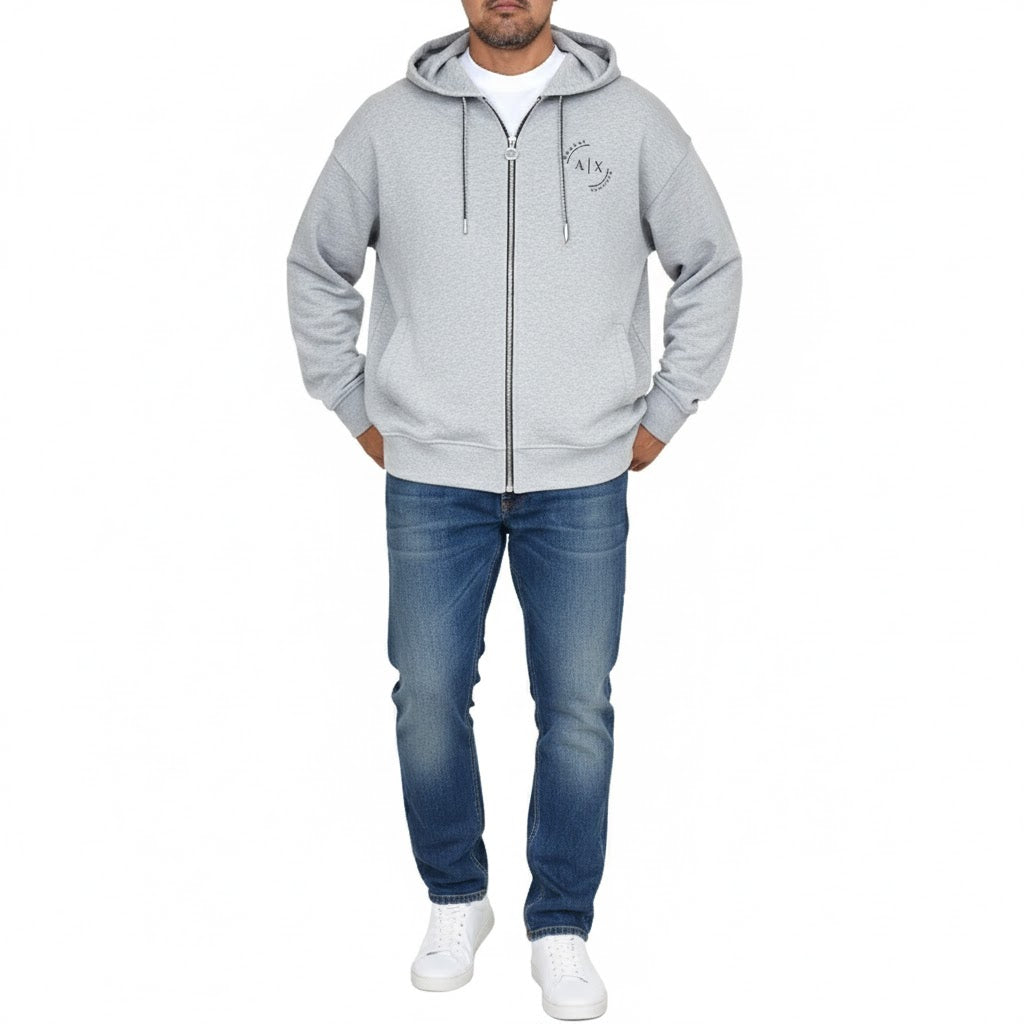ARMANI EXCHANGE Men's Full-Zip Hoodie with Round Logo