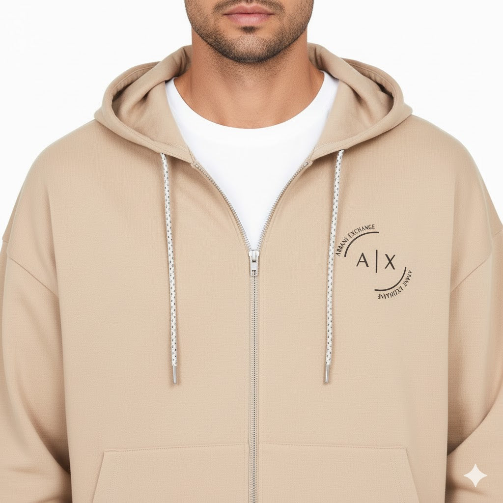 ARMANI EXCHANGE Men's Full-Zip Hoodie with Round Logo