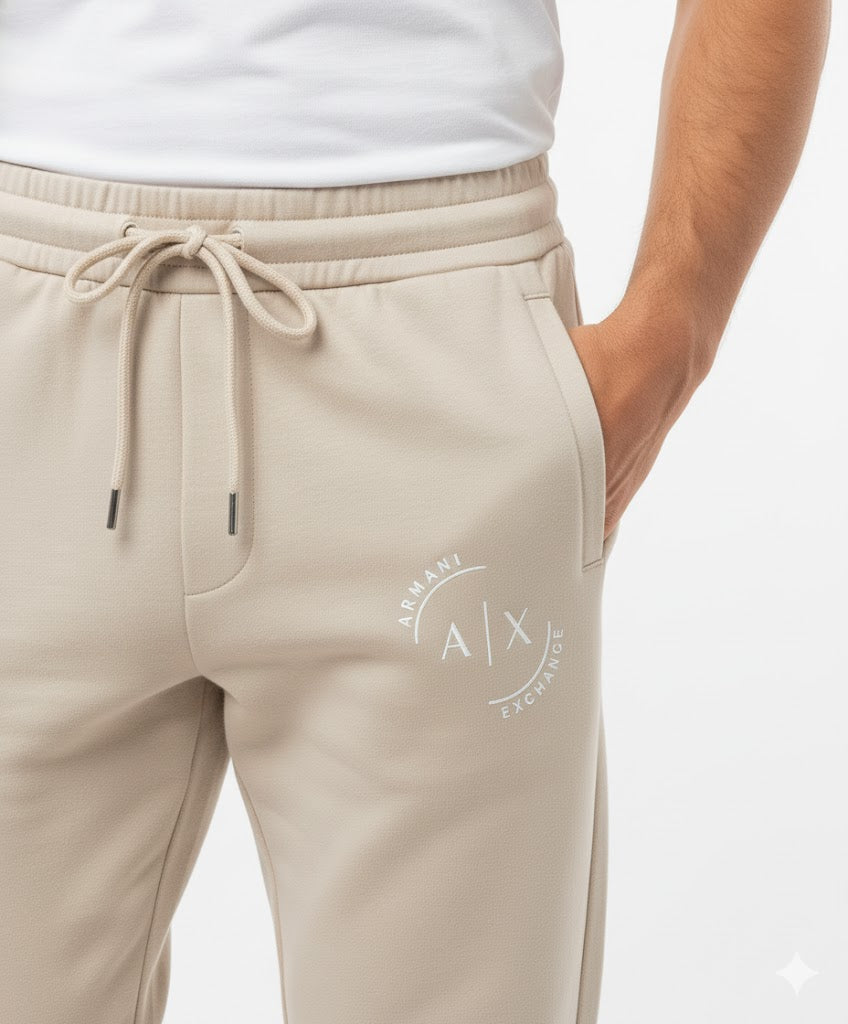 ARMANI EXCHANGE Men's Fleece Jogger Sweatpants with Round Logo