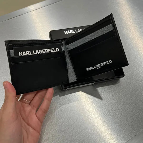 KARL LAGERFELD Paris Logo Leather Bifold Wallet